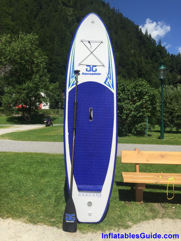 Aquaglide Cascade 10ft inflatable SUP - vertical avec pagaie